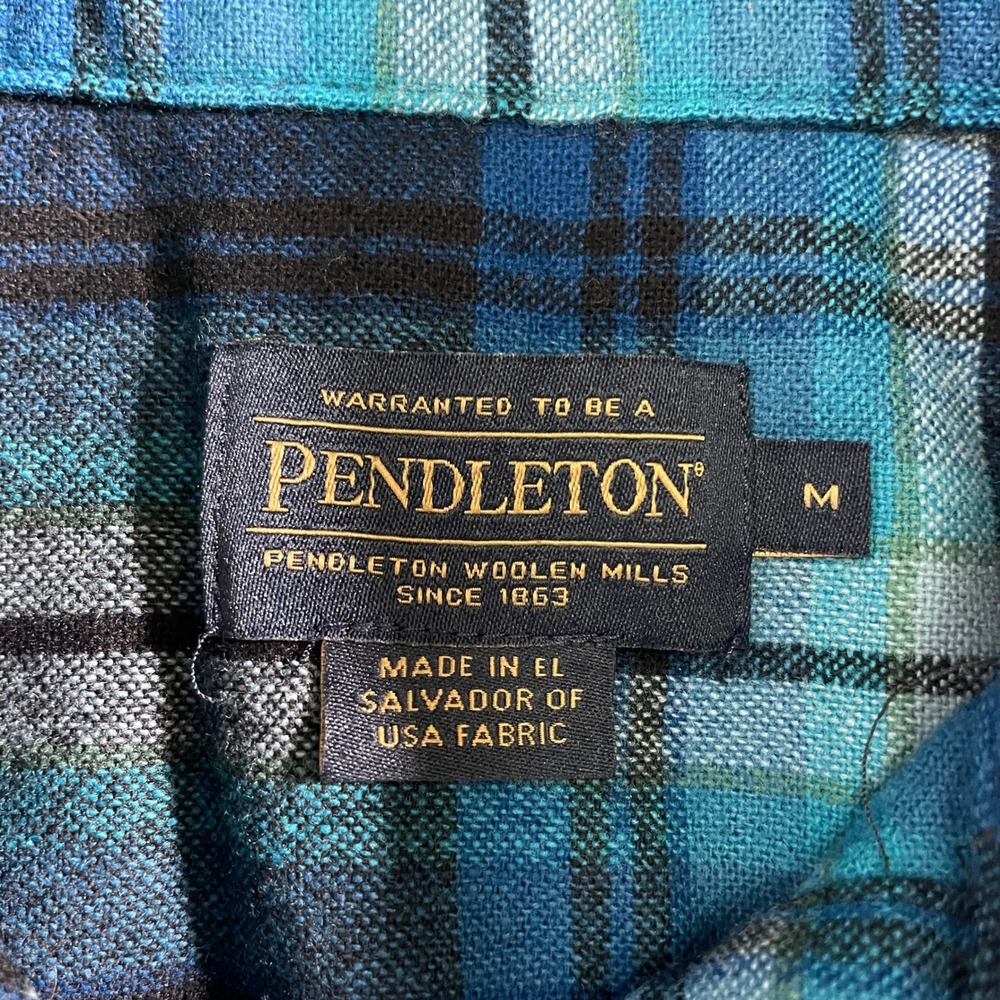 Pendleton Wool Blue Black Plaid Button Down Flannel Shirt Women's MEDIUM - Picture 7 of 9